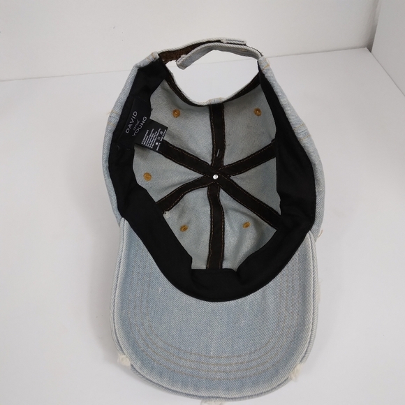 David And Young Distressed Denim Baseball Hat Cap Rose Embroidery Adjustable - Picture 6 of 8
